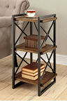 KUZELA Metal Ahşap 3 Katlı Sehpa. 60x35x22 cm