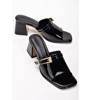 Ziva Siyah Rugan Topuklu Terlik