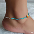 Halhal yaz trend boncuk mavi-beyaz