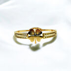 Vintage Gonca Yaprak Model Gold Kelepçe