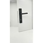 KOLDOOR Piramit Siyah Lüx Kare Aynalı Oda Kapı Kolu 2 Takım