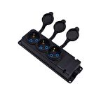 Kauçuk Monofaze Üçlü Grup Priz + Kauçuk Erkek Fiş (10 Adet)