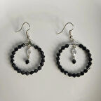 Kristal boncuklu halka küpe siyah