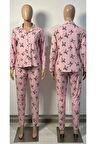 Mavera gömlek yaka kurdele desenli kadın pijama takımı 