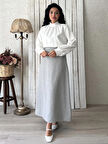 Gri Uzun Kaşe Etek