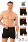 Özkan 0041 3'lü Paket Erkek %100 Pamuklu Şardonlu Klasik Rahat Kesim Havlu Bel Süprem Penye Boxer