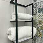 Açelya Metal Raf Organizer Ve Havluluk Askısı beyaz raf