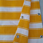 CEYLAN Home Balkon Perdesi Kuş Gözü Ölçü Seçenekli Sarı Beyaz Çizgili