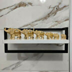 Defne raf havluluk siyah metal beyaz raf