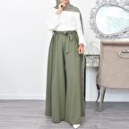 Barbora Keten Yazlık Günlük Kemerli Kadın Pantolon Şalvar LN345haki5