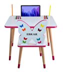 Çocuk Masa Sandalye Takımı Oyun Aktivite Masası (pembe Kelebekli)