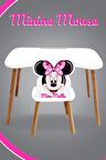 Çocuk Masa Sandalye Takımı 1 Masa 1 Sandalye Takımı 4-12 Yaş Minine Mouse
