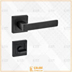 LAMA KOL KARE ROZETLİ SİYAH WC KAPI KOLU