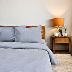 Lacivert Beyaz Çizgili Çift Kişilik Nevresim Takımı - %100 Pamuk - Yumuşak Dokulu