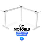 Vesamax Yüksekliği Ayarlanabilir  (L Şekli) Çalışma masası 3 Motorlu Tablasız Mobil Kontrol