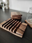 Gerçek Ceviz Ağacından El Yapımı Bardak Altlığı 6lı- Hand Made Walnut Coaster
