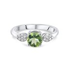 0.86 Karat Pırlanta Peridot Yüzük, Doğal Pırlanta, Sertifikalı Mücevher, Beyaz Altın
