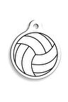 Voleybol Toplu Beyaz Yuvarlak Kedi ve Köpek Künyesi Medium 3 cm