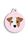 Pembe Puantiyeli Jack Russel Yuvarlak Köpek Künyesi Small: 2,5 cm.