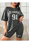 Unisex Los Angels 91 Yazılı Tshirt
