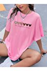 Unisex Kalp Baskılı Tshirt