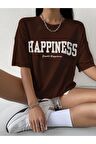 Unisex Happiness Yazılı Tshirt