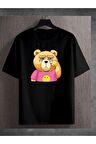 Unisex Pink Bear Baskılı Tshirt