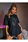 Unisex Cat Baskılı Tshirt