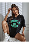 Unisex Yeşil Brooklyn New York Yazılı Tshirt