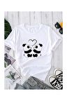 Unisex Love Panda Baskılı Tshirt