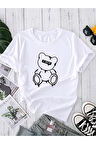 Unisex White Bear Baskılı Tshirt