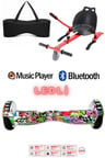 Elektrikli Kaykay Scooter Akıllı Denge Hoverboard + HoverKart + Çanta FULL LEDLİ EXTREM PAKET D04