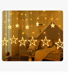  Dekoratif Yıldızlı Saçaklı 12 Adet Yıldız Ev Ofis Yılbaşı Lambası Aydınlat Günışığı 5 Metre