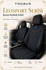 Opel Grandland 2017 Sonrası Uyumlu LeoSport Serisi Siyah Mavi Ortopedik Keten Koltuk Kılıfı