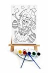 Yumurta Bob Çocuk Ressam Seti - 20 x 30 cm Önçizimli Tuval, 2 Adet Fırça, Palet, Boyalar ve Şövale