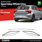 S-Dizayn VW Polo 6 HB Makyajlı Krom Egzoz Çıkışı Difüzör 2021 Üzeri
