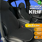 S-Dizayn Oto Koltuk Koruyucu Kılıf Siyah Universal 2 Parça Ön A+ Kalite