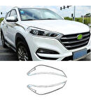 Hyundai Tucson Uyumlu 2015 2018 Ön Far Kaplama Abs (Plastik) Krom