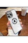 Iphone 12 Pro Max Elektroliz Logo Detaylı Kenarları Renkli Kamera Lens Korumalı Kılıf