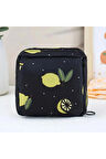 Çok Amaçlı Ped Çantası, Makyaj Çantası, Kozmetik Çantası, Toka Çantası (Limonlu)