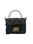 Liva 1180 Zincir Askılı İnci Model Kadın El Omuz Çantası - SİYAH