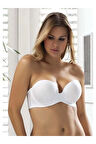 7036 Kadın Beyaz Straplez Silikonlu Sihirli Sütyen
