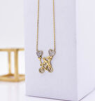 14 Ayar Altın Kolye Kalpli Çift Kadın Kolye LKKLY1162