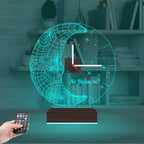 Ay Dede Çocuk Odası Hediye Kişiye Özel Saatli 3D Lamba - Masa Gece Lambası