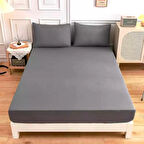 Antrasit  Renkli Pamuklu Ranforce Kumaştan Tek/Çift Kişilik Fitted Lastikli Çarşaf Takımı (180 x 200)