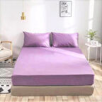 Lila Renkli Pamuklu Ranforce Kumaştan Tek/Çift Kişilik Fitted Lastikli Çarşaf Takımı (200 x 200)