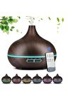 Koyu Ahşap 550 Ml Aroma Difüzörü Buhar Ultrasonik 7 Renk Led Işıklı Aromatik Oda Kokusu Hava Nemlendirici Buhar Makinesi