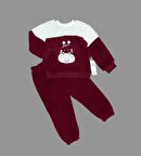 Lenaca 1-2-3 Yaş Ponponlu Zürafa Desenli Kuzu Kumaş Uzun Kollu 2li Kız Erkek Çocuk Takımı