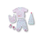 Lenaca Uykucu Bulut Nakışlı %100 Cotton Antibakteriyel 5li Zıbın Takımı Hastane Çıkışı