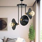 ÜÇLÜ NERO MODERN AVİZE SİYAH ŞAPKALI